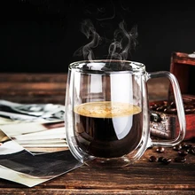 Креативная прозрачная термостойкая стеклянная чашка с двойными стенками, кофейные стеклянные кружки ручной работы для чая, виски, пива, стеклянная посуда для напитков