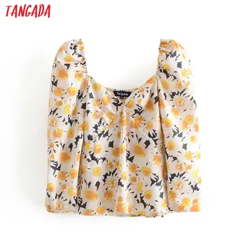 

Tangada women retro oversized flower print blouse puff long sleeve chic female casual shirt blusas femininas 3H351