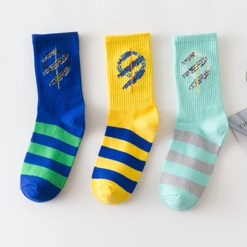 

2020 Autumn new women's tube socks fashion Claw marks Yellow green blue Street Harajuku socks cotton Comfortable happy socks