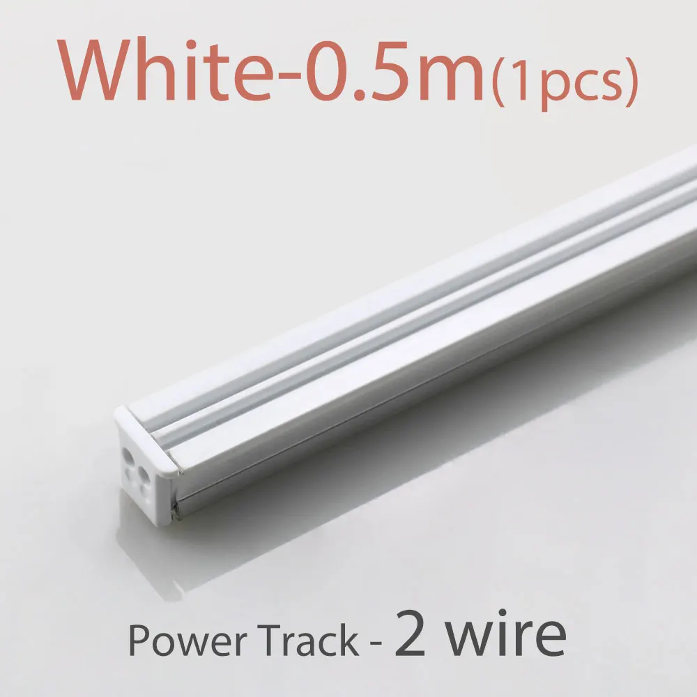 2 wire White-0.5m-1P 85-265 в рельсы высокого качества алюминиевый разъем питания переменного тока трек для полки светильник ing рынок БАРС система шкаф рельсы светильник - Цвет: 2 wire White-0.5m-1P