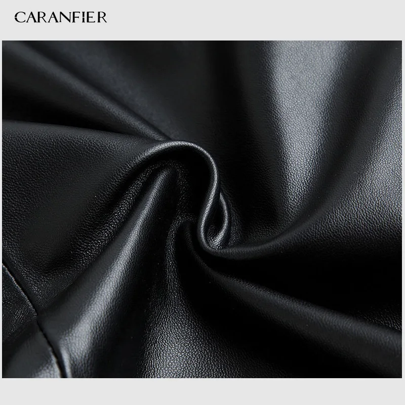 CARANFIER Новое Брендовое пальто мужские Куртки из натуральной овечьей кожи повседневные облегающие пальто мотоциклы черная верхняя одежда пальто
