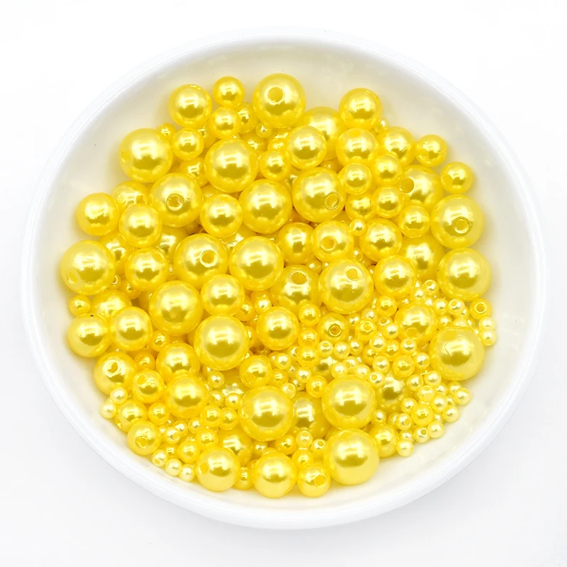 Mix yellow 20 г/упак. микс Размеры 3/4/5/6/8/10 мм бусы с отверстием, Разноцветный жемчуг круглые акриловые искусственный жемчуг "сделай сам" для изготовления ювелирных изделий нейл-арта - Цвет: Mix yellow