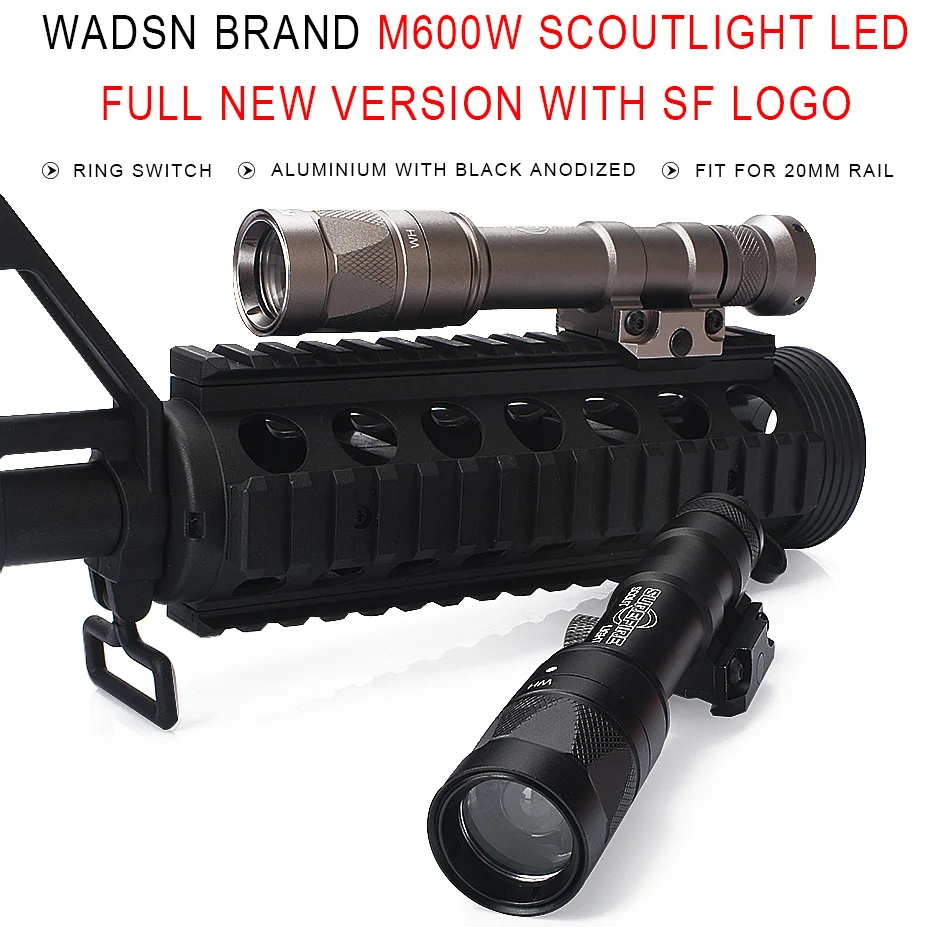 WADSN тактический фонарь SF M600W SCOUTLIGHT светодиодный KM2-A лампа модуль стробоскоп фонарь двойной переключатель кольцо Переключатель Оружие Огни WEX377