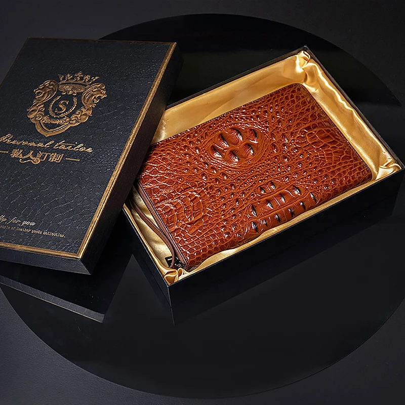 

fashion men clutch bag genuine leather wallet purse men's leather purse clutch wallet for men high quality crocodile design 1089