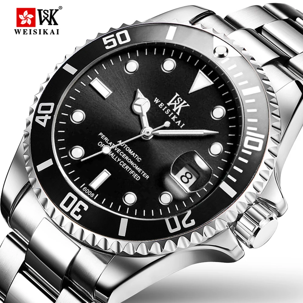 Baratos WEISIKAI reloj de buceo automático relojes mecánicos deportivos de primera marca de lujo relojes de buceo para hombres reloj de pulsera Masculino reloj Masculino