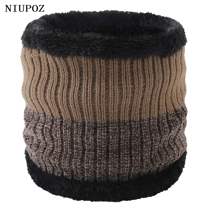 Plus Velvet Two-color Stitching Women Winter Warm Ring Knitted Scarf Soft Bandana Fashion Neck Collar Windproof |