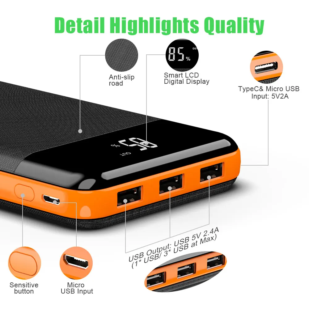 Внешний аккумулятор с ёмкостью 25000 мАч для iPhone X Xr Xs max 11 12 Pro Samsung Huawei P30 Mate30p|Внешние