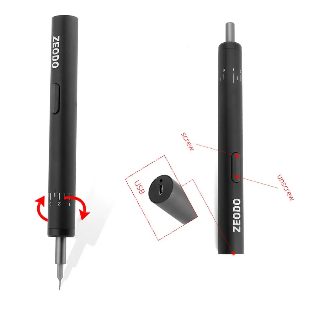 Мини USB мощный набор электрических отверток 24 шт. биты Регулируемая перезаряжаемая беспроводная дрель отвертка для телефона ноутбука