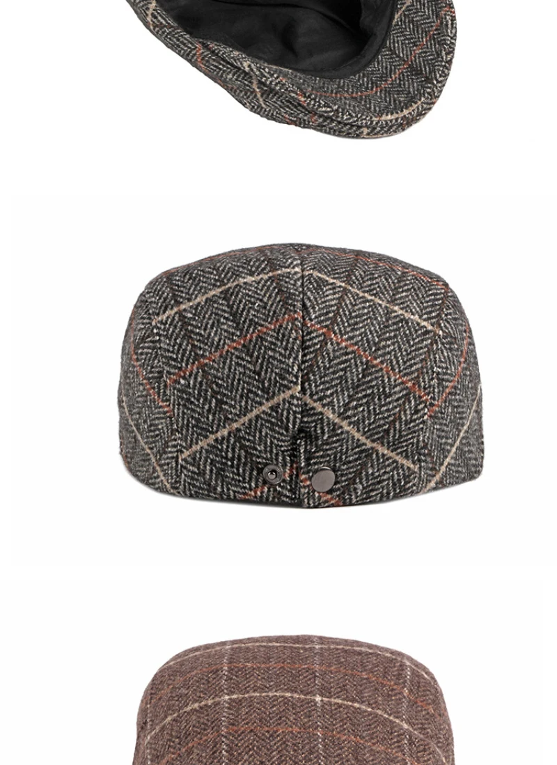 leather beret hat mens Tweed Plaid Beret Cap for Men's Casual Newsboy Caps Men France Flat Cap Fashion Peaked Cap Ivy Gatsby Hat Peaky Blinder wool beret mens