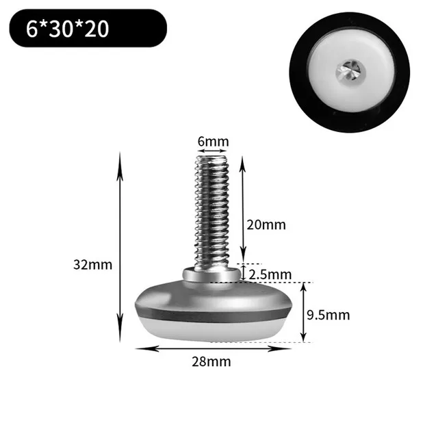 2/4/8Pcs Metal Furniture Legs Anti-slip Base Coffee Table Cabinet Leg Pad M6 M8 M10 Adjustable Leveling Feet Leveler 15mm-40mm 30mm  M6x20mm