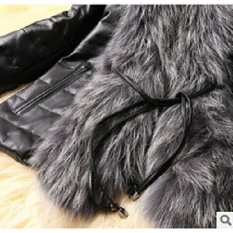 

2019 Spring New Style Faux Fox Fur Collar WOMEN'S Coat Korean-style Slim Fit Short Women's PU Leather Imitation Fur Women's Cott
