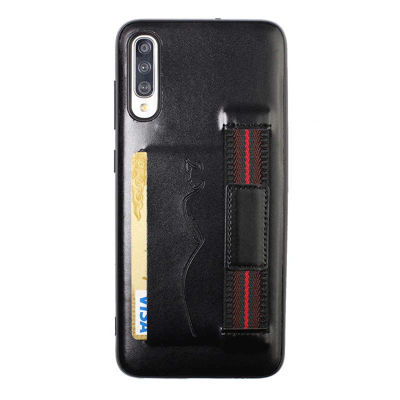 Black Кожаный чехол-книжка с ремешком на руку чехол для samsung Galaxy S10 S9 Note 9 10 J4 J6 плюс J5 A7 A70 A80 A60 A50 A40 A30 A20 Core A10 M30 крышка - Цвет: Black