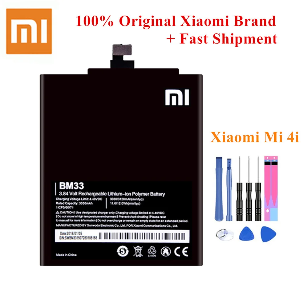 Оригинальный аккумулятор BM33 для Xiaomi Mi 4i Mi4i M4i оригинальный мобильный телефон