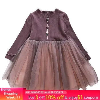 

Menoea 2-7Years Girl Autumn Dress 2020 Kids Long Sleeve Mesh Party Dresses Children Clothing Princess Dress Girl Clothes Dress