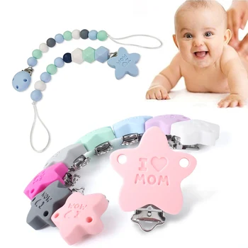

Silicone Pacifier Clip Star Shape Silicone Teething Necklace Baby DIY Pacifier Chain Accessories Food Grade