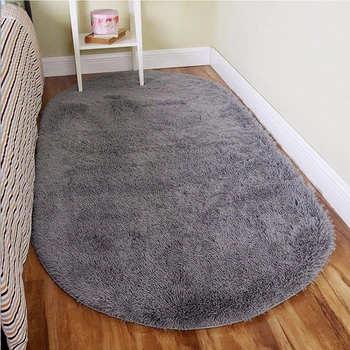 

Rugs Super Soft Living Room Rug Girls Bedroom Mat Area Home Decor Kids Room Oval Shaggy Carpet 80 X 160cm Grey