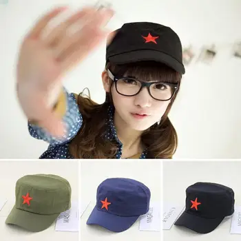 

Red stars army cap hats For men, party knights army flat military mens international hats, army caps cool brigades, G4K8