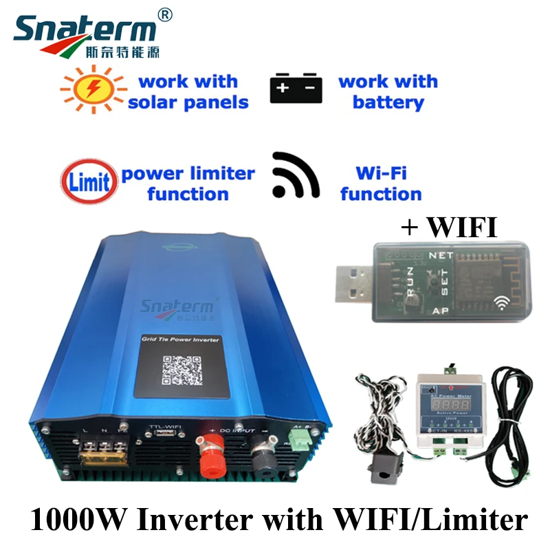 2022 New! 1200W Solar Grid Tie Inverter Can Work With Batteries Bank DC