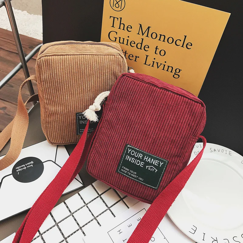 

Korean-style Corduroy Retro Versatile Japanese-style Cute Mini Bag Mobile Phone Bag Shoulder Oblique Bag