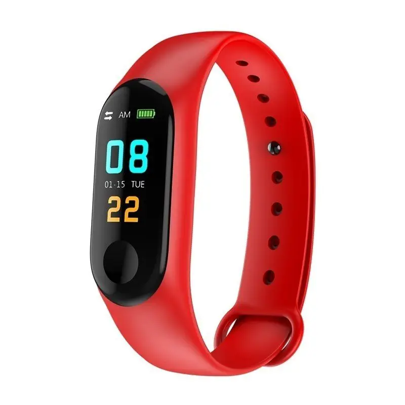 Смарт-часы носимые водонепроницаемые Bluetooth браслет цветной экран фитнес-трекер кровяное давление - Цвет: Красный