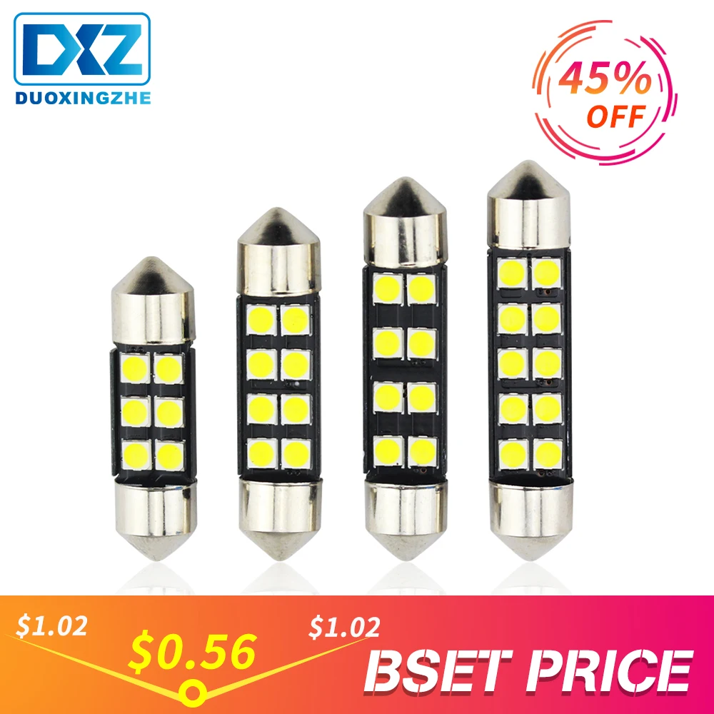 DXZ 1 шт. гирлянда 31 мм 36 мм 39 мм 42 мм C5W C10W 3030 SMD Canbus безотказный Автомобильный светодиодный светильник Автомобильная интерьерная лампа Doom лампа белого цвета 12 В DC