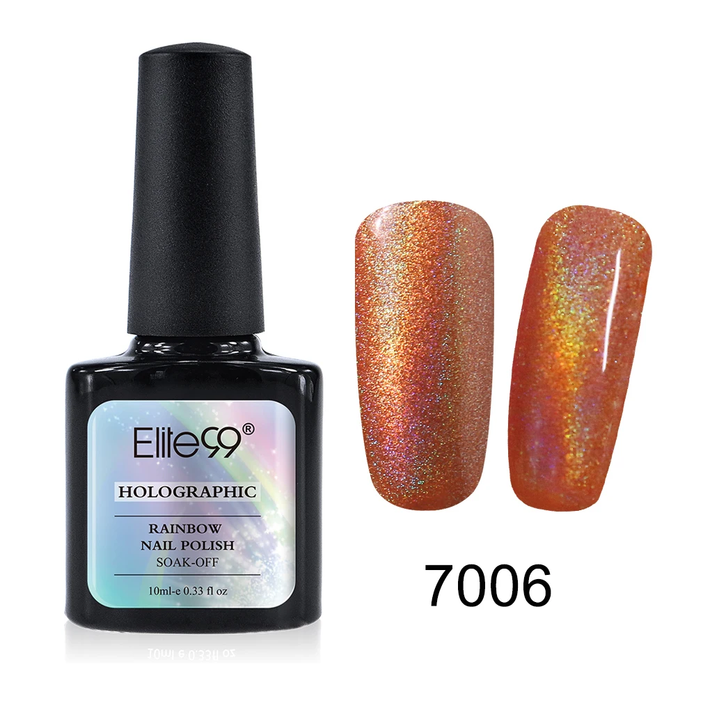 Elite99, 10 мл, блестящий 3D радужный Цветной Гель-лак для ногтей, замачиваемый металлический верх, Базовое покрытие, Гель-лак, Полуперманентная эмаль - Цвет: 7006