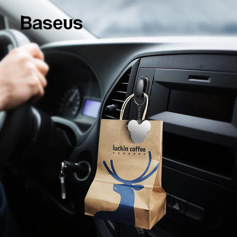 

Baseus 4Pcs Car Hooks Organizer Storage for USB Cable Headphone Key Storage Self Adhesive Wall Hook Hanger Auto Fastener Clip