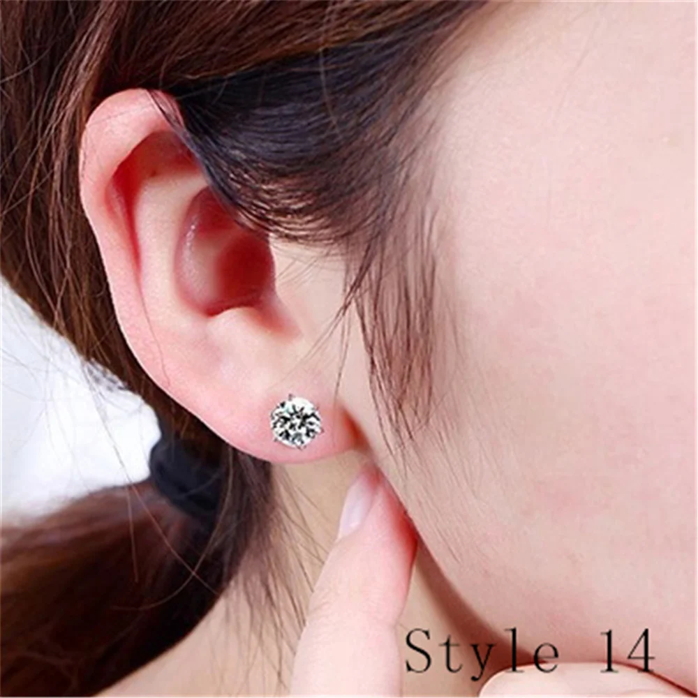925 Sterling Silver Earrings Stud for Women Solid Silver Jewelry Earrings Bling CZ Zircon Stone Stud Brincos Bridal Wedding