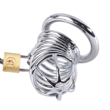 

3Size Metal Chastity Device Stainless Steel Bird Cock Ring Bdsm Restraint Belt With Padlock Penis Sleeve Cage cockrings Sex Toy