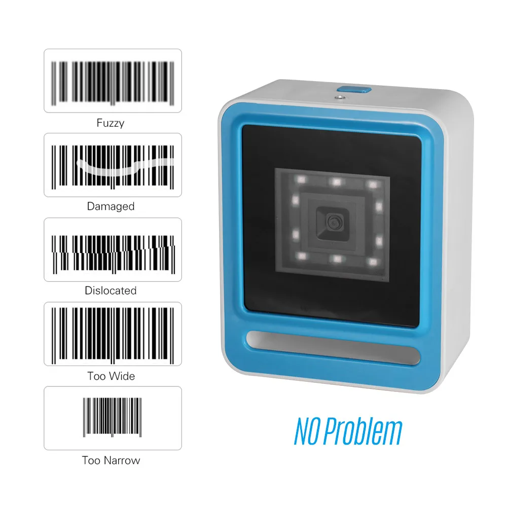 Aibecy Hands-free USB проводной 1D 2D QR сканер баркодера Настольный многонаправленный считыватель штрих-кодов для супермаркет, розничная торговля