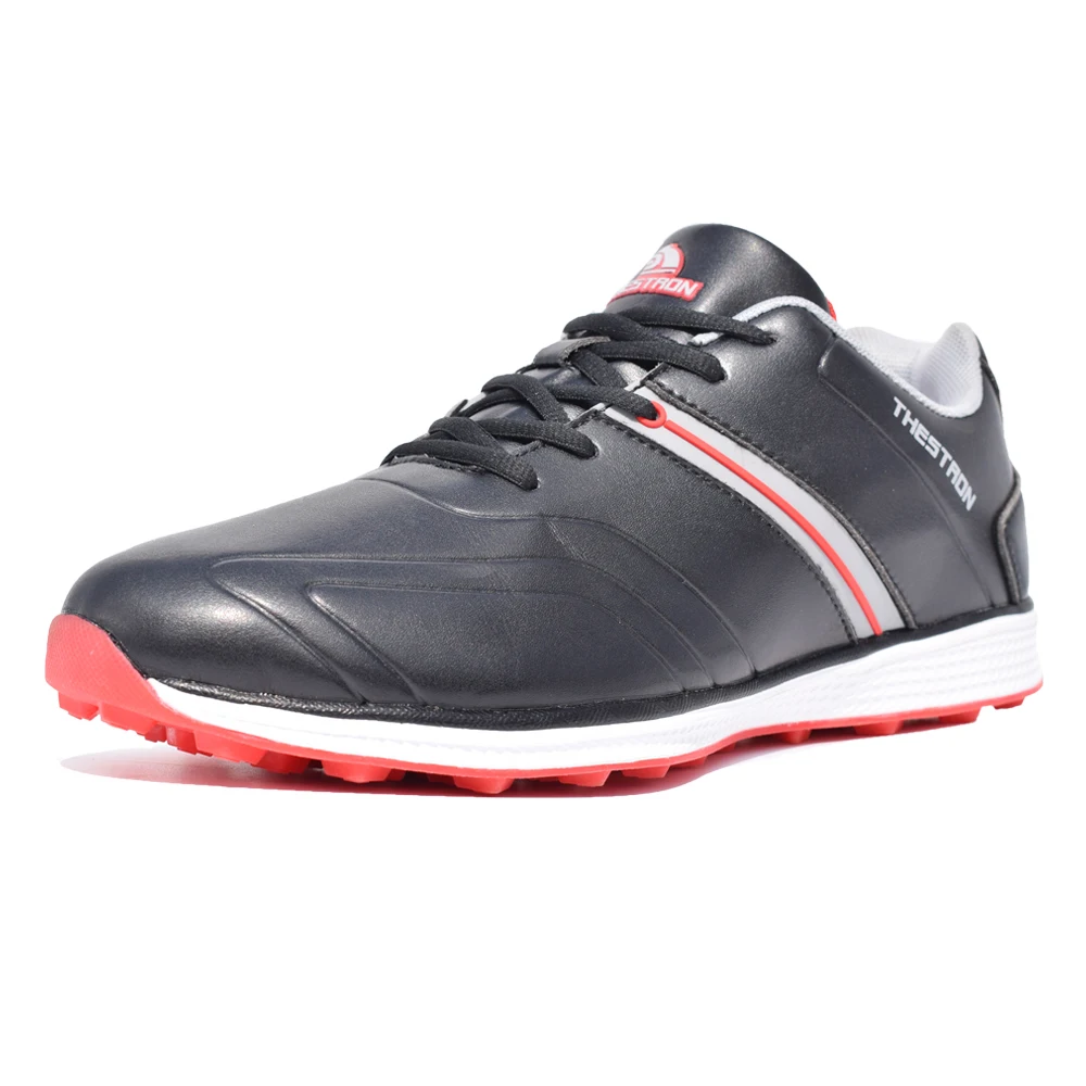 New Men Golf Shoes Waterproof Spikeless/Non-slip Golf Sneakers Lightweight Sport Trainers - Цвет: Black