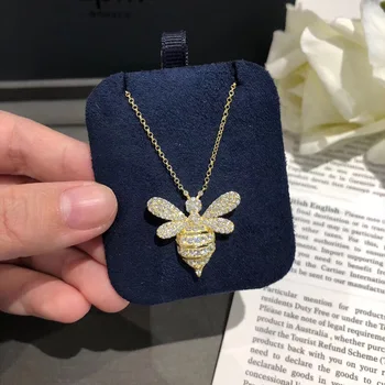 

UMGODLY Brand Bee Necklace Fashion Full Cubic Zirconia Gold Color Charm Bumblebee Pendant Women Party Jewelry New Arrival