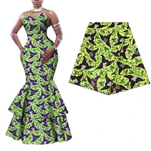 Зеленая принтованная африканская настоящая вощеная ткань Анкара для женщин вечернее платье высокое качество нигерийская голландская настоящая восковая Ткань DIY шитье