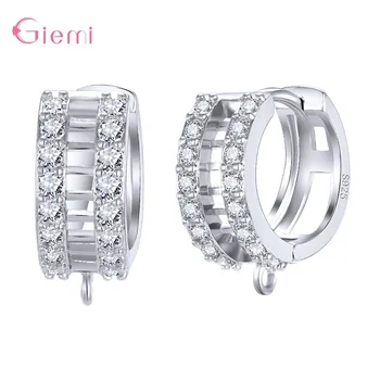 

Fashion Trendy 925 Sterling Silver Cubic Zirconia Hoop Earring Jewelry Findings for Women Girl DIY Earring Accessories