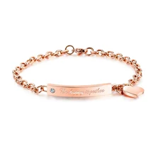 Очаровательные браслеты и браслеты в форме сердца для женщин, ювелирное изделие со словом, бренд, цепочка из розового золота, стальной браслет ручной работы для девочек, подарок VB816