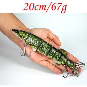 

Big Size 20cm 67g Pike Design Lure Fish Bait 8 Section Jointed Lure Sinking Wobbler Vibration Bait Swimbait Fishing Tackle