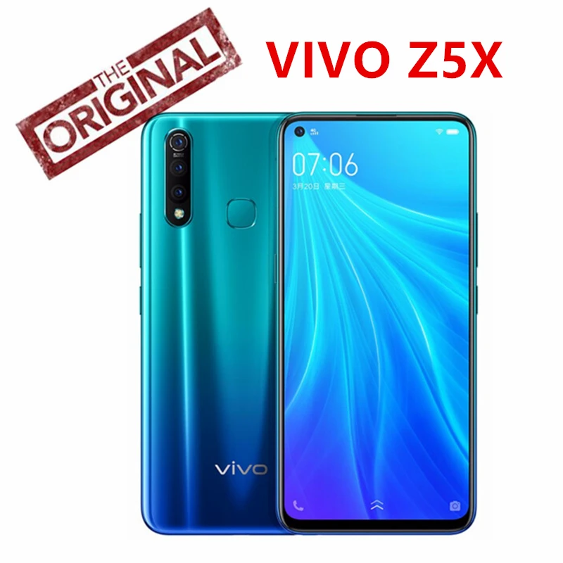 Vivo Z5x мобильный телефон 6,5" экран 6G 64G Snapdragon710 16MP камера 5000 мАч батарея 18 Вт зарядка сотовый смартфон