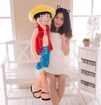 

[Funny] Large size 120cm ONE PIECE Luffy Plush Suffed Toy Doll Child's friend soft cotton Luffy model Hold pillow kids/baby gift