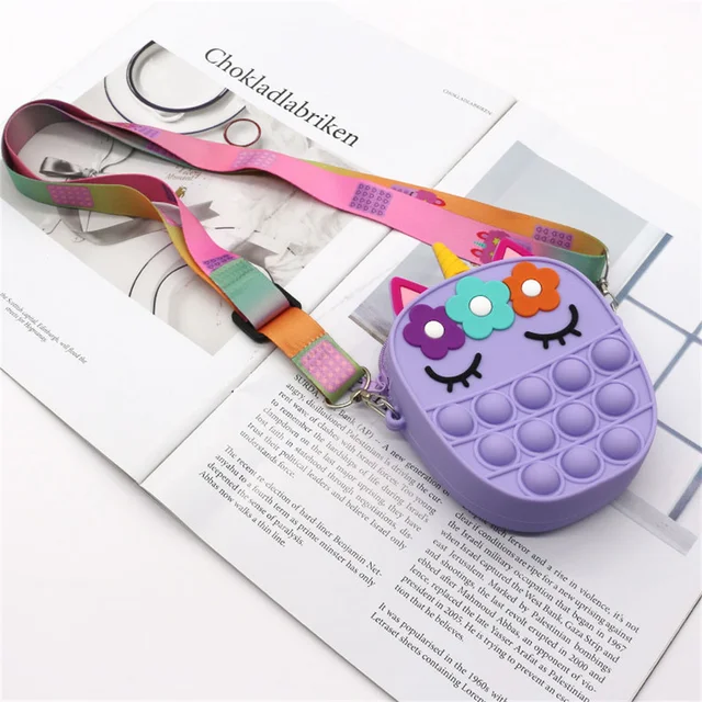 Fashion Unicorn Fidget Toys Bag Push Pop Bubbles Kawaii Wallet Bag Coin Purse Silicone Antistress Figet Sensory Toy For Girls 31