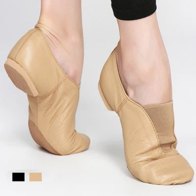 Танцевальная обувь из натуральной кожи для джазовых танцев; Танцевальные Кроссовки без шнуровки для мужчин и женщин; цвет черный, коричневый; унисекс
