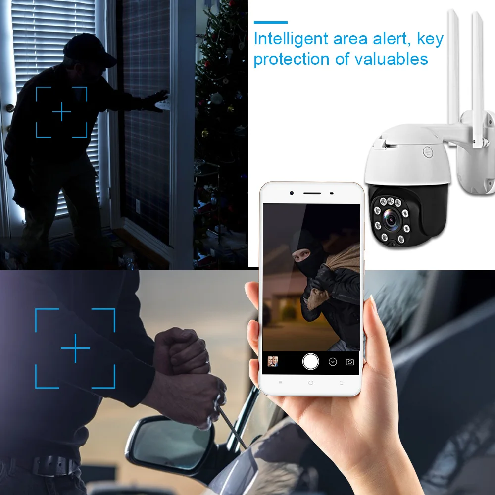 Беспроводная камера видеонаблюдения 5 МП Wi Fi 1080P HD 5X оптический зум PTZ скоростная
