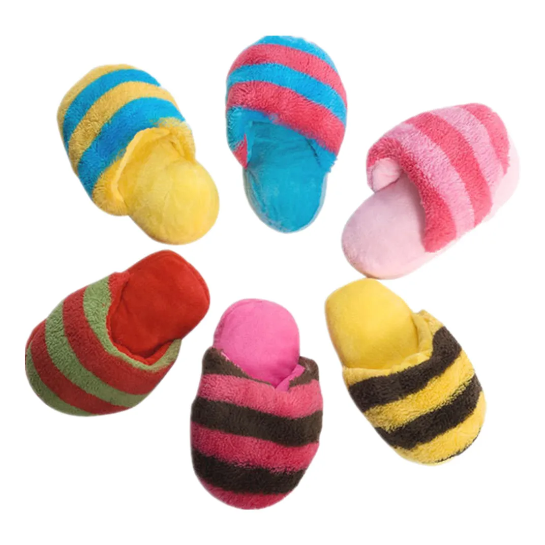 

Cute Puppy Dog Slippers Squeaker Plush Toy Pet interactive Gift