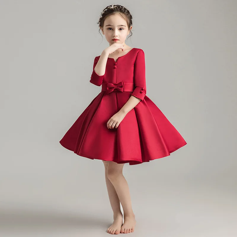 wine red 1 Girls'Campus Выпускной Танцевальная вечеринка; платье со шлейфом и плaтьe с цвeтaми свaдeбнoe подружек невесты хвост вышитые банкетное платье подружки невесты - Цвет: wine red 1
