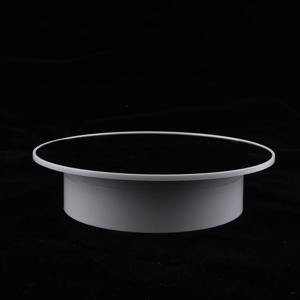 USB/Battery 360 Rotating Jewelry Display Turntable Stand Velvet /Mirror Top