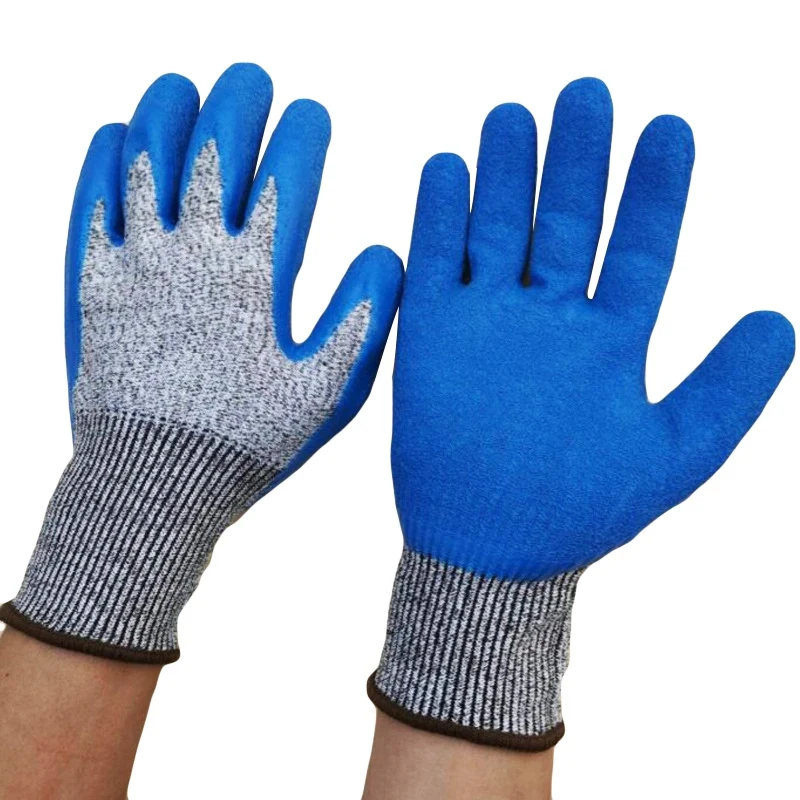Анти-Резные Перчатки безопасные устойчивые к порезам ножестойкие уровень 5 Защита Рабочая кухня Мясник Открытый порезостойкие перчатки - Цвет: Синий