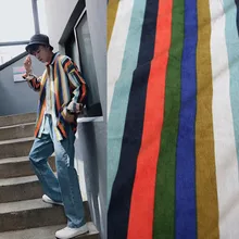 Пол метра осень зима цветная полоса печати хлопок вельвет ткань для платья рубашка брюки пальто обувь материал поверхности T869