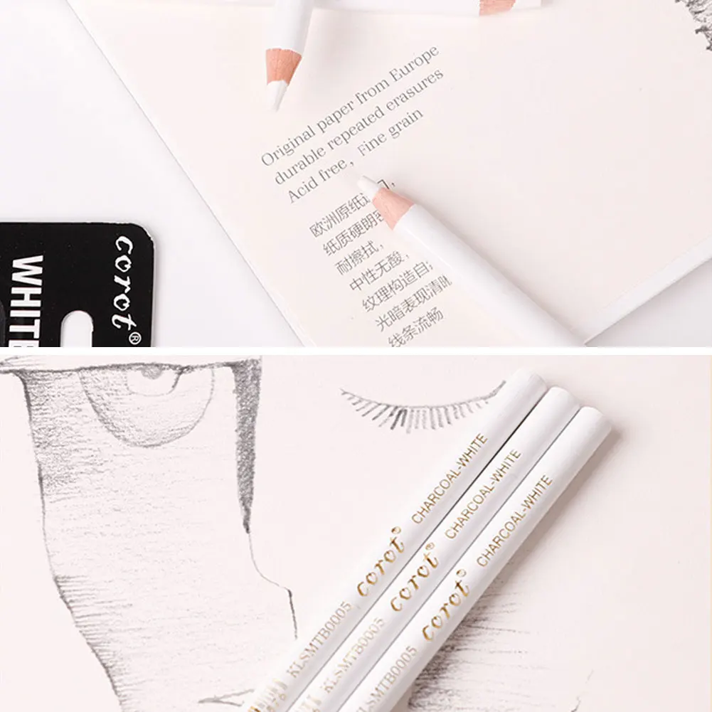 MSGH WHITE CHARCOAL PENCIL 3 PCS