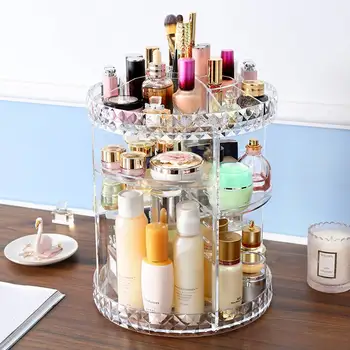 

DIY 360 Degree Rotation Transparent Acrylic Cosmetics Storage Box Fashion Multifunction Detachable Makeup Beauty Organizer