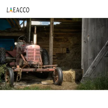 

Laeacco Farm Warehouse Old Tractor Haystack Rural Party Decor Scene Photography Backdrop Photo Background Photocall Photo Studio