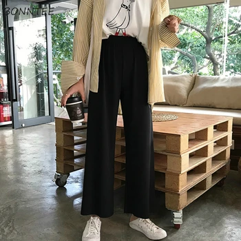 

Casual Pants Women Elastic Waist Korean Style Loose Solid Harajuku All-match Womens Daily Streetwear Ulzzang Leisure Simple New